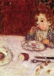 Un enfant à table, vers 1897