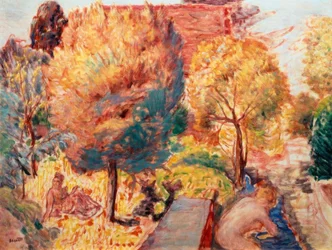 Paysage avec baigneurs