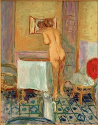 Nu au tissu rouge ou Nu à la toilette