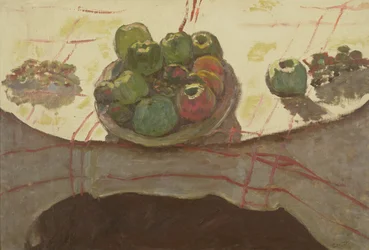 Assiette de pommes sur une table, c.1910-12