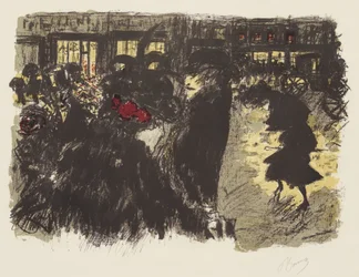 Quelques aspects de la vie à Paris, 7 : La place le soir, c.1898