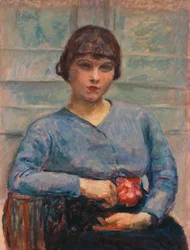 Jeune fille en bleu avec une rose, c.1916
