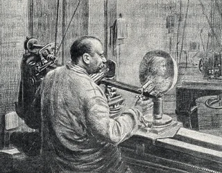 Un médailleur utilisant une sorte de machine à fraiser pantographe Gravure de « Excursion à travers les métiers » par Pierre Calmette Collection privée