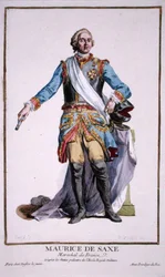 Maurice de Saxe (1696-1750), tiré du « Recueil des Estampes, représentant les Rangs et les Dignités, suivant le Costume de toutes les Nations existantes », publié en 1780