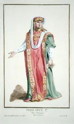 Philippe Ier (1478-1506), roi de Castille, tiré du « Recueil des Estampes, représentant les Rangs et les Dignités, suivant le Costume de toutes les Nations existantes », publié en 1780