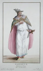 Sultan Mahomet II (1432-81), tiré du « Recueil des Estampes, représentant les Rangs et les Dignités, suivant le Costume de toutes les Nations existantes », publié en 1780
