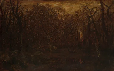 La forêt en hiver au coucher du soleil, vers 1846-67