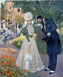 Belle époque : "Hand sex" : un homme saluant une femme lors d
