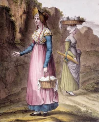 Costume traditionnel : un paysan des environs de Lyon. Gravure de Carpentier