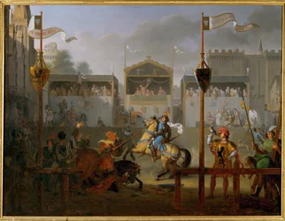Un tournoi au XIVe siècle (peinture sur toile)