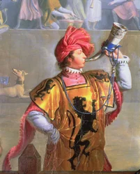 Scène de tournoi au XIVe siècle (détail du héraut)