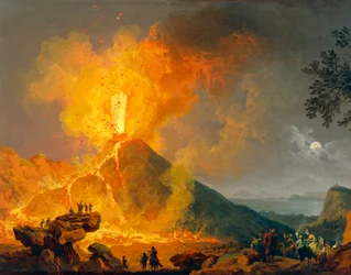 Éruption du Vésuve, par Pierre-Jacques Volaire (1729-1792), 52 x 79 cm, détail