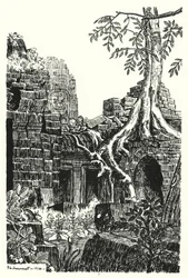 Une cour intérieure, Bayon (gravure)