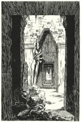 Géant Vishnu dans une entrée latérale, Angkor Vat (gravure)