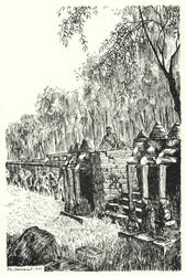 Perron latéral de la Terrasse des Éléphants (gravure)