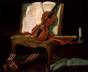 Nature morte avec un violon, XIXe siècle