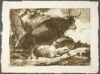 Un taureau et deux moutons