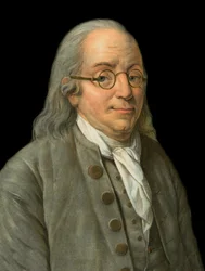 Portrait de Benjamin Franklin (1706-1790), imprimeur, éditeur, scientifique, inventeur, homme d