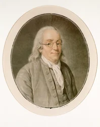 Portrait de Benjamin Franklin avec des lunettes