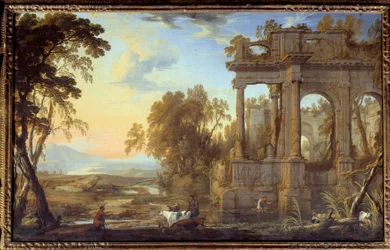 Paysage avec ruines et bergers
