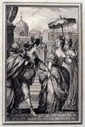 Les Oies du Père Philippe - dans « Contes et nouvelles en vers » par Jean de La Fontaine. 1776. Illustration par P.P. Choffard.