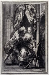 Les quiproquos - dans « Contes et nouvelles en vers » par Jean de La Fontaine. 1776. Illustration de P.P. Choffard