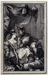 Mona Lisa - dans « Contes et nouvelles en vers » par Jean de La Fontaine. 1776. Illustration de P.P. Choffard