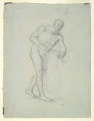 Figure nue avec une flasque