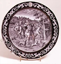 Assiette de Limoges, une de la série de 12 représentant les mois de l