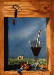 Verre de vin devant un château