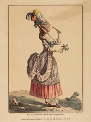 Robe polonaise avec surjupe drapée. De la Galerie des Modes et Costumes Français, 1778