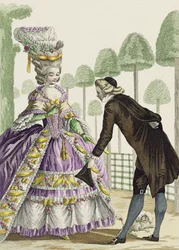Dame en robe lilas se promenant dans les jardins du Palais Royal, planche 13 de 