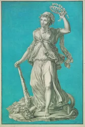 Liberté. Gravure sur fond bleu