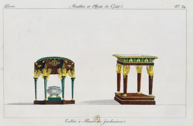 Tables pour fleurs ou supports de fleurs, planche 84, illustration de Collection de meubles et objets de goût