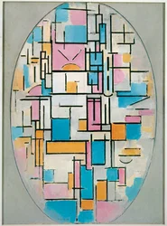 Composition en ovale avec plans de couleur 1 (huile sur toile)