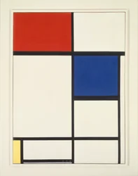 Composition avec du bleu, du rouge et du jaune