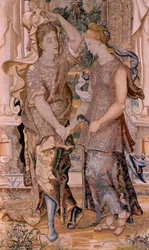 Tapisserie Flamande. Série Vertumne et Pomone. Vertumne révèle son identité à Pomone. Huitième tapisserie de la série. Modèle Cercle de Pieter Coecke van Aelst. Manufacture Wilhelm Pannemaker, Bruxelles. Vers 1545-1550