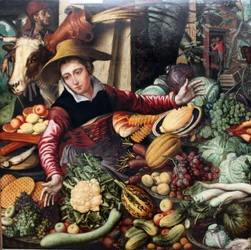 French : Femme de marché au stand de légumes The Vegetable Seller