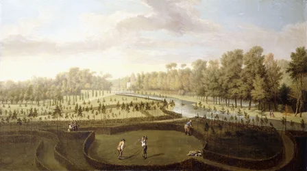 Vue des jardins de Chiswick, Richmond, depuis les nouveaux jardins vers le Bagnio, c.1729-31