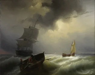 Navires en mer par vent fort, 1838