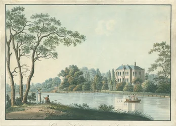 Vue de la maison Over Holland avec pavillon de thé sur la Vecht à Nieuwersluis