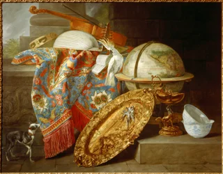 Nature morte au globe et au cacatoès