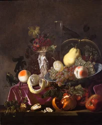 Nature morte aux fruits, raisins, grenades et melons, 1655 (huile sur toile)