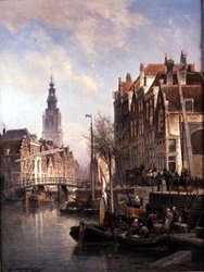 Scène de rue sur un canal