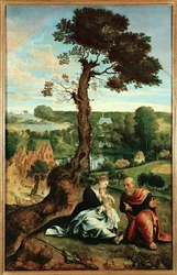 Repos lors de la fuite en Égypte (peinture sur bois de chêne)