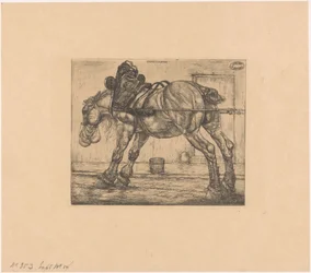 Cheval de trait avec un sac d
