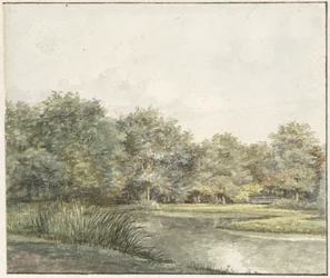 Paysage avec arbres au bord de l
