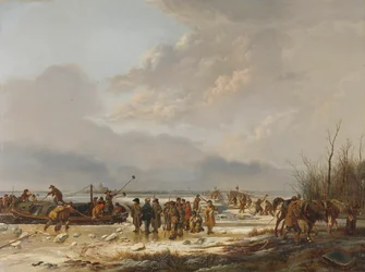 Briser la glace sur le Karnemelksloot, Naarden, janvier 1814