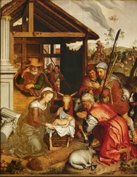 Adoration des bergers (peinture sur bois de chêne)