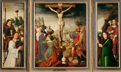 Triptyque de la Crucifixion (peinture sur bois de chêne)